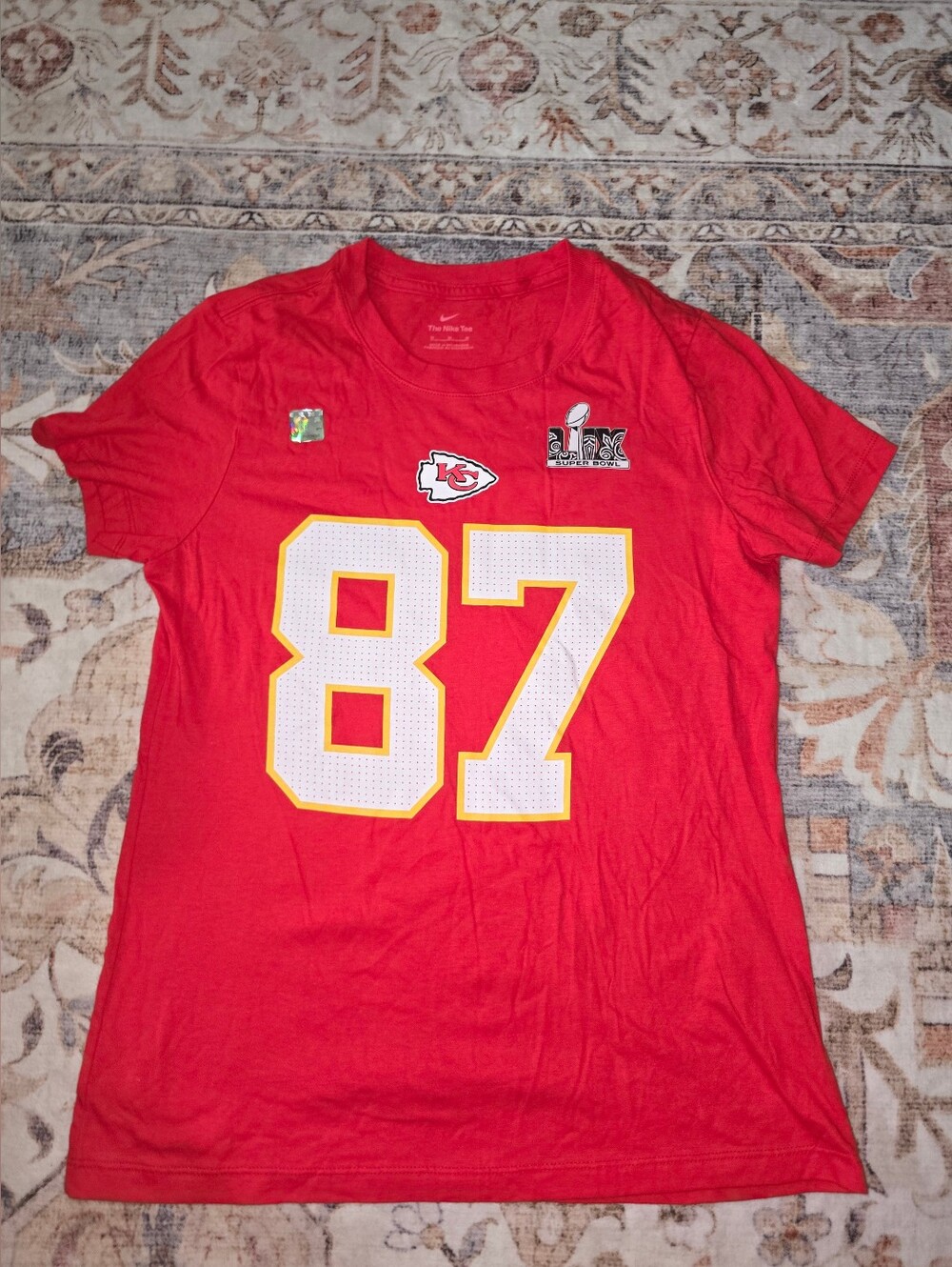 Nike Super Bowl LIIX Kansas City Chiefs Travis Kelce #87 T-Shirt NWOT